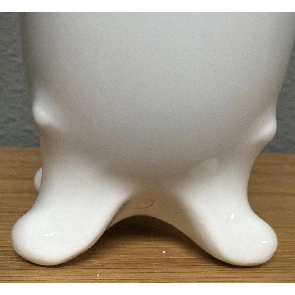 Vintage PM Bavaria Germany White Porcelain Vase Spooner Embossed Scalloped